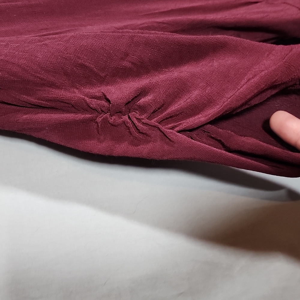 Lucky Brand Burgundy Wrap Dress Size L - Picture 2 of 5